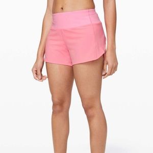 Lululemon run times short 4” pink shell size 8